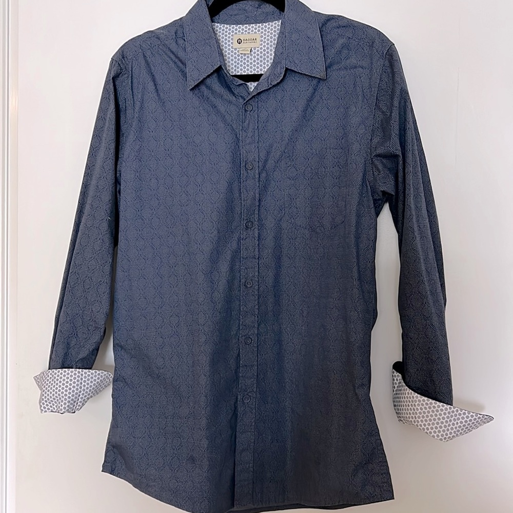 Men’s Haggar Clothing Button Down Shirt With Cuff Detail, Size M